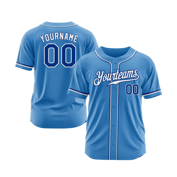 Custom Powder Blue Royal-White Classic Style Authentic Sports Baseball Jersey