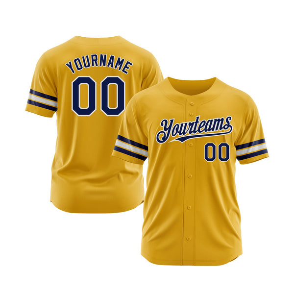 Custom Gold Navy-White Classic Style Authentic Sports Baseball Jersey