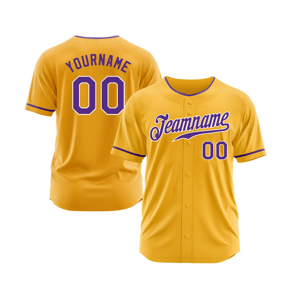 Custom Gold Purple-White Classic Style Authentic Sports Baseball Jersey