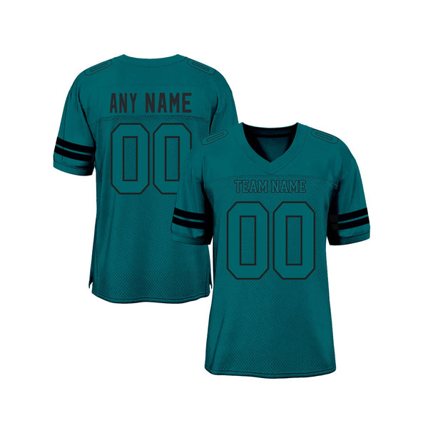 Custom Teal Teal-Black Mesh Classic Style Authentic Sports Football Jersey