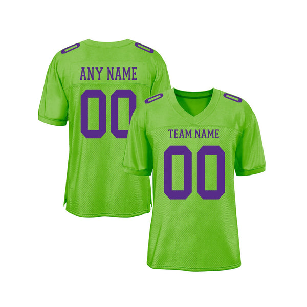Custom Neon Green Purple Mesh Classic Style Authentic Sports Football Jersey