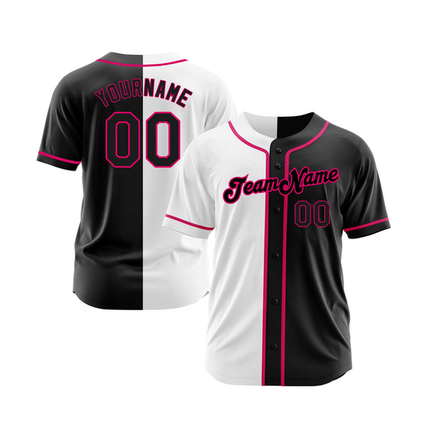 Custom White-Black Pink Split Fashion Classic Style Authentic Sports Baseball Jersey