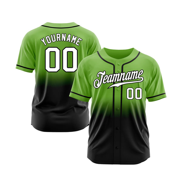Custom Neon Green White-Black Fade Fashion Classic Style Authentic Sports Baseball Jersey