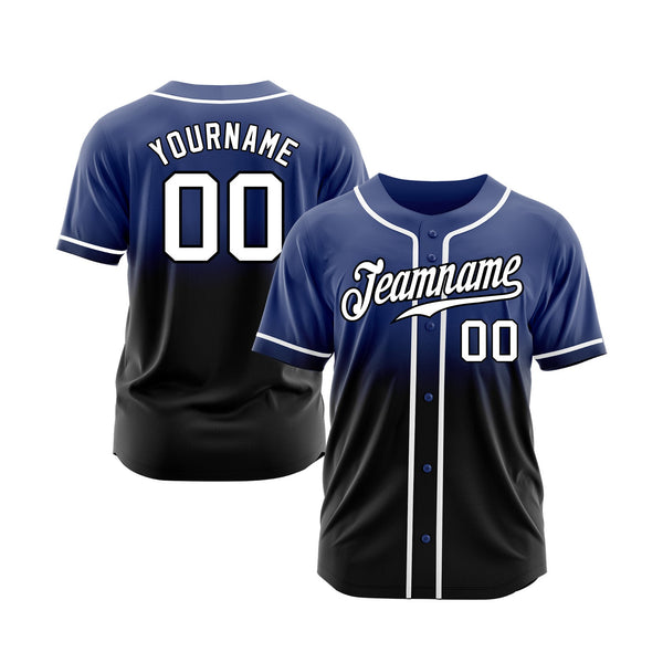 Custom Royal White-Black Fade Fashion Classic Style Authentic Sports Baseball Jersey