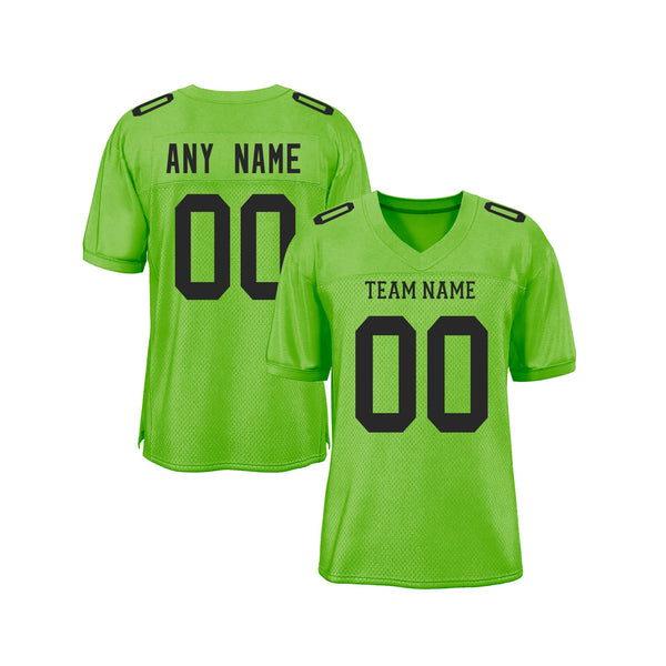 Custom Neon Green Black Mesh Classic Style Authentic Sports Football Jersey