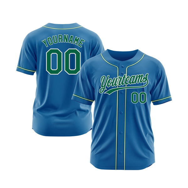 Custom Blue Kelly Green-White Classic Style Authentic Sports Baseball Jersey