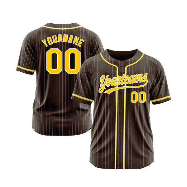 Custom Brown White Pinstripe Classic Style Authentic Sports Baseball Jersey