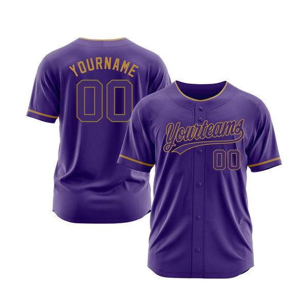 Custom Purple Purple-Old Gold Classic Style Authentic Sports Baseball Jersey