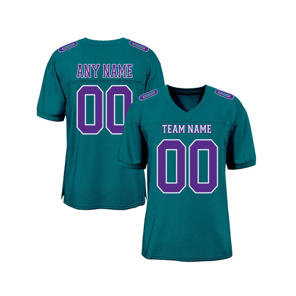 Custom Teal Purple-White Mesh Classic Style Authentic Sports Football Jersey
