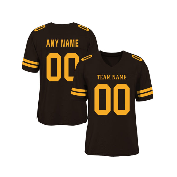 Custom Brown Gold Mesh Classic Style Authentic Sports Football Jersey