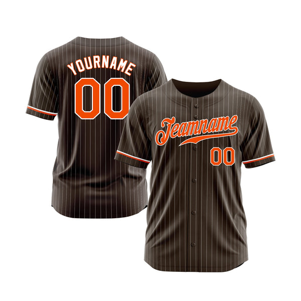 Custom Brown White Pinstripe Orange-White Classic Style Authentic Sports Baseball Jersey