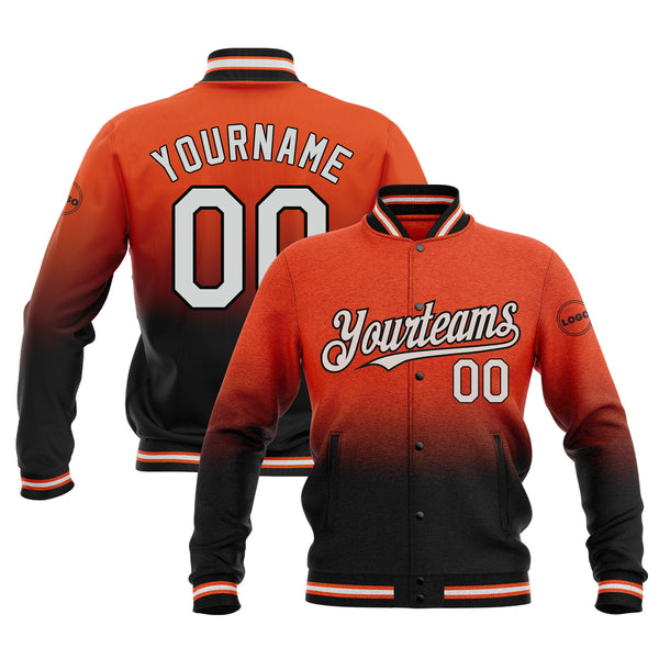 Custom Orange White-Black Classic Style Two Tone Bomber Varsity Letterman Embroidered Jacket