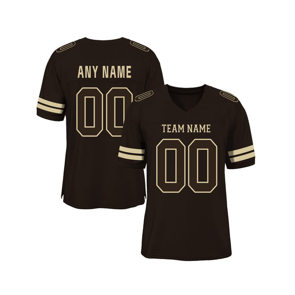 Custom Brown Brown-Cream Mesh Classic Style Authentic Sports Football Jersey