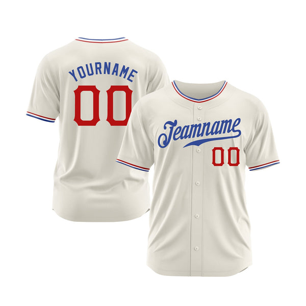 Custom Cream Red-Royal Classic Style Authentic Sports Baseball Jersey