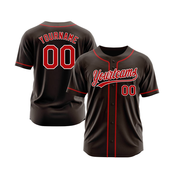 Custom Brown Red-White Classic Style Authentic Sports Baseball Jersey