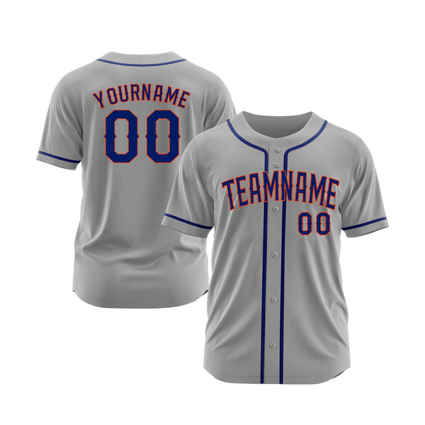 Custom Gray Royal-Orange Classic Style Authentic Sports Baseball Jersey