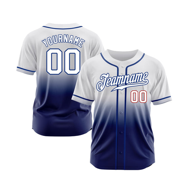 Custom White White Royal-Red Fade Fashion Classic Style Authentic Sports Baseball Jersey