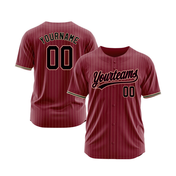 Custom Crimson Cream Pinstripe Black-City Cream Classic Style Authentic Sports Baseball Jersey