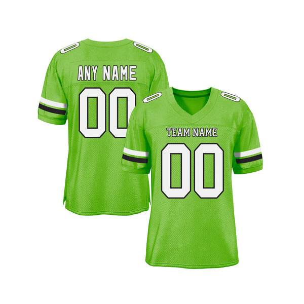 Custom Neon Green White-Black Mesh Classic Style Authentic Sports Football Jersey
