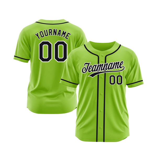 Custom Neon Green Black-White Classic Style Authentic Sports Baseball Jersey