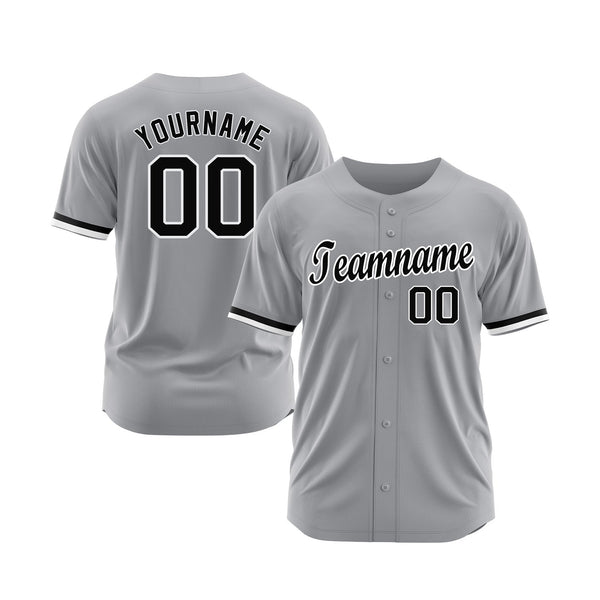 Custom Gray Black-White Classic Style Authentic Sports Baseball Jersey