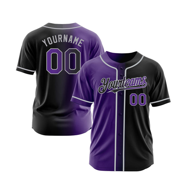 Custom Black Purple-Gray Gradient Fashion Classic Style Authentic Sports Baseball Jersey