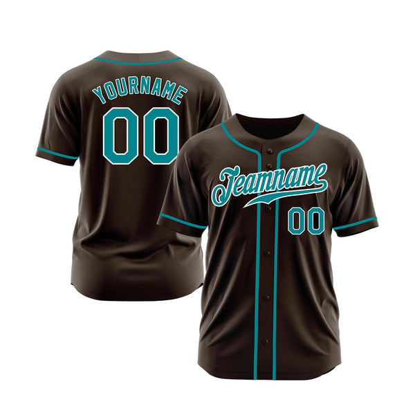 Custom Brown Teal-White Classic Style Authentic Sports Baseball Jersey