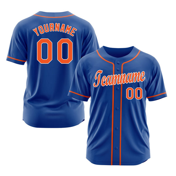 Custom Royal Orange-White Classic Style Authentic Sports Baseball Jersey