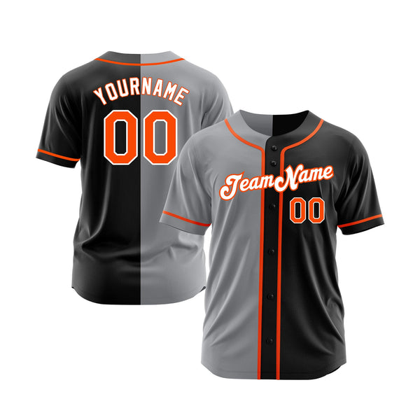 Custom Black Orange-Gray Split Fashion Classic Style Authentic Sports Baseball Jersey
