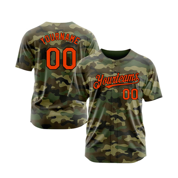 Custom Camo Orange-Black Salute To Service Classic Style Authentic Sports Baseball Jersey