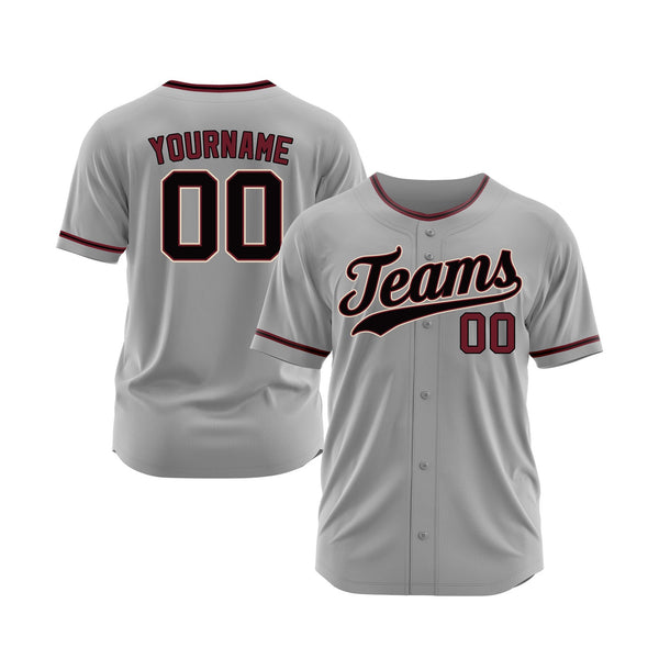 Custom Gray Black-Crimson Classic Style Authentic Sports Baseball Jersey