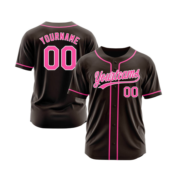 Custom Brown Pink-White Classic Style Authentic Sports Baseball Jersey