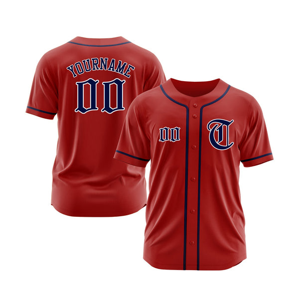 Custom Red Navy-White Classic Style Authentic Sports Baseball Jersey