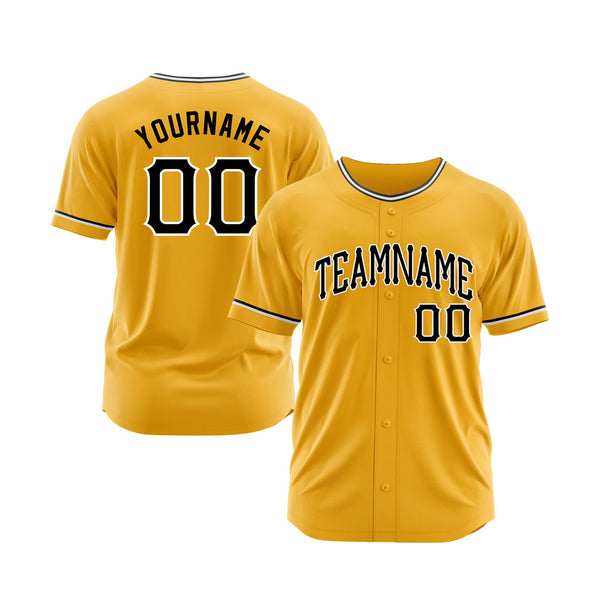 Custom Gold Black-White Classic Style Authentic Sports Baseball Jersey
