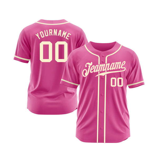 Custom Pink Cream Classic Style Authentic Sports Baseball Jersey