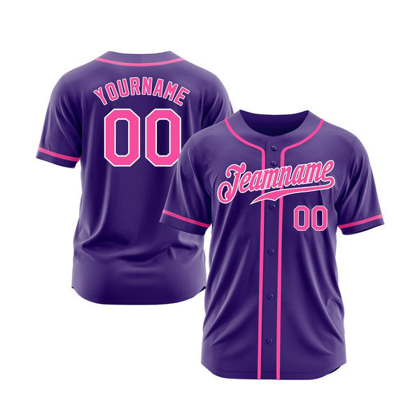 Custom Purple Pink-White Classic Style Authentic Sports Baseball Jersey