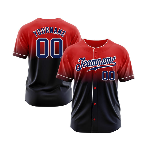 Custom Red Navy-White Fade Fashion Classic Style Authentic Sports Baseball Jersey