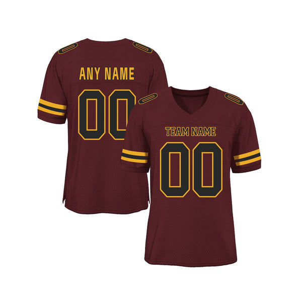 Custom Burgundy Black-Gold Mesh Classic Style Authentic Sports Football Jersey