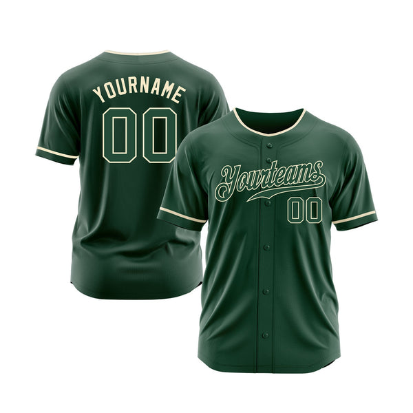 Custom Green Green-Cream Classic Style Authentic Sports Baseball Jersey