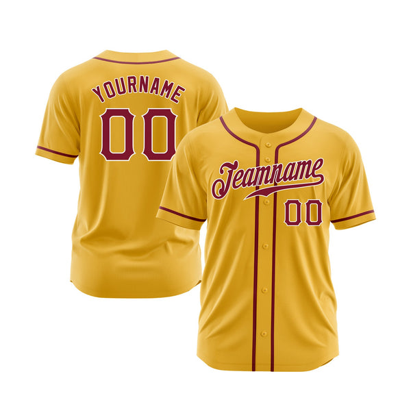 Custom Gold Crimson-White Classic Style Authentic Sports Baseball Jersey
