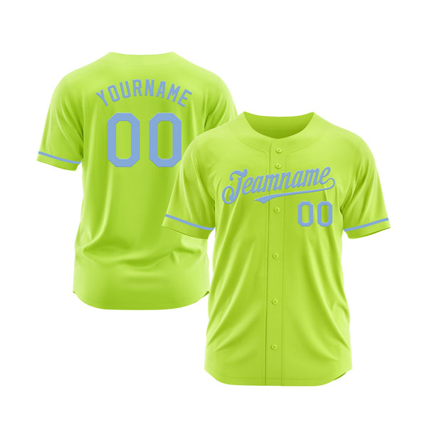 Custom Neon Green Light Blue Classic Style Authentic Throwback Sports Baseball Jersey