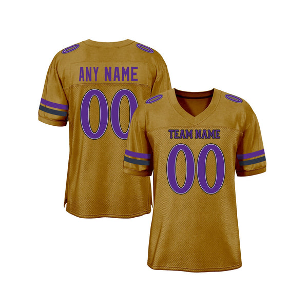 Custom Old Gold Purple-Black Mesh Classic Style Authentic Sports Football Jersey