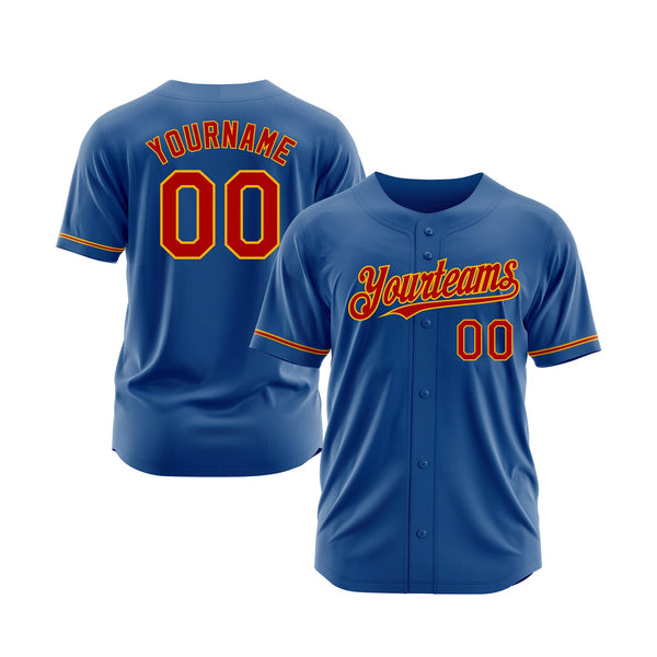 Custom Blue Red-Gold Classic Style Authentic Sports Baseball Jersey