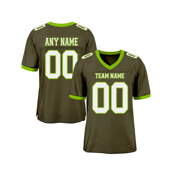 Custom Olive White-Neon Green Mesh Salute To Service Classic Style Authentic Sports Football Jersey