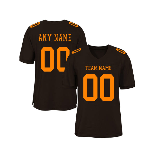 Custom Brown Bay Orange Mesh Classic Style Authentic Sports Football Jersey