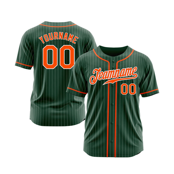 Custom Green White Pinstripe Orange-White Classic Style Authentic Sports Baseball Jersey