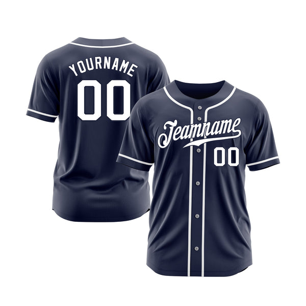 Custom Navy White Classic Style Authentic Sports Baseball Jersey