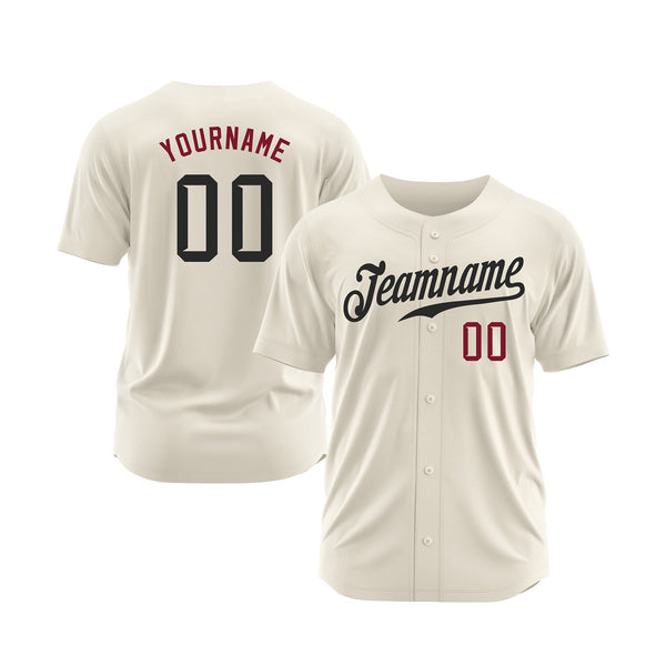 Custom Cream Black-Crimson Classic Style Authentic Sports Baseball Jersey