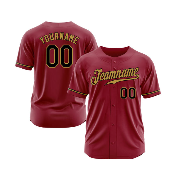 Custom Maroon Black-Old Gold Classic Style Authentic Throwback Sports Baseball Jersey