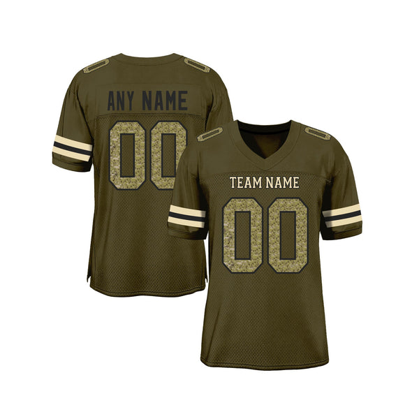 Custom Olive Camo-Black Mesh Salute To Service Classic Style Authentic Sports Football Jersey